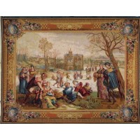 Gobelín Tapisserie Les patineurs ou l'hiver horizontale